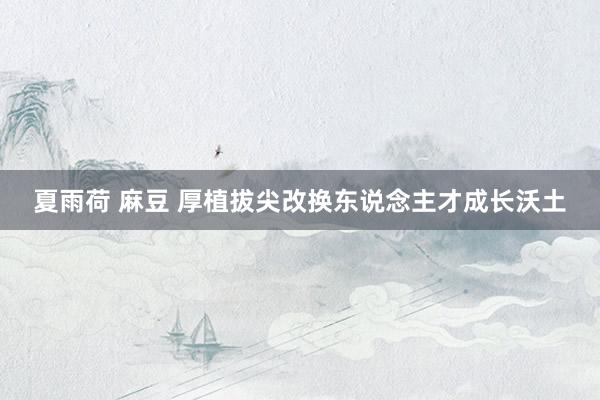 夏雨荷 麻豆 厚植拔尖改换东说念主才成长沃土