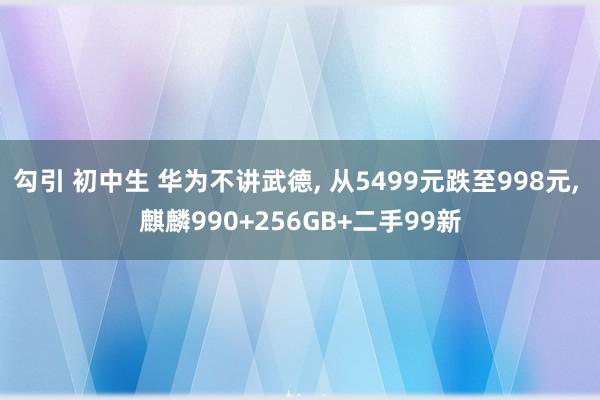 勾引 初中生 华为不讲武德, 从5499元跌至998元, 麒麟990+256GB+二手99新