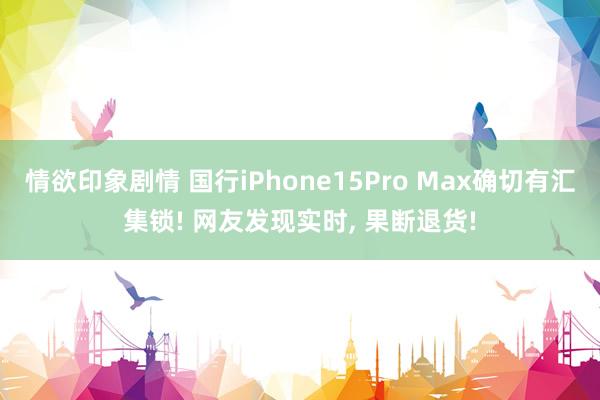 情欲印象剧情 国行iPhone15Pro Max确切有汇集锁! 网友发现实时, 果断退货!