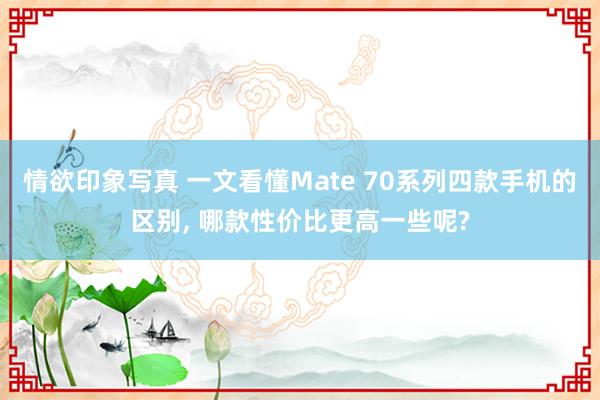 情欲印象写真 一文看懂Mate 70系列四款手机的区别, 哪款性价比更高一些呢?