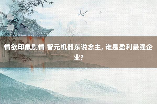 情欲印象剧情 智元机器东说念主, 谁是盈利最强企业?